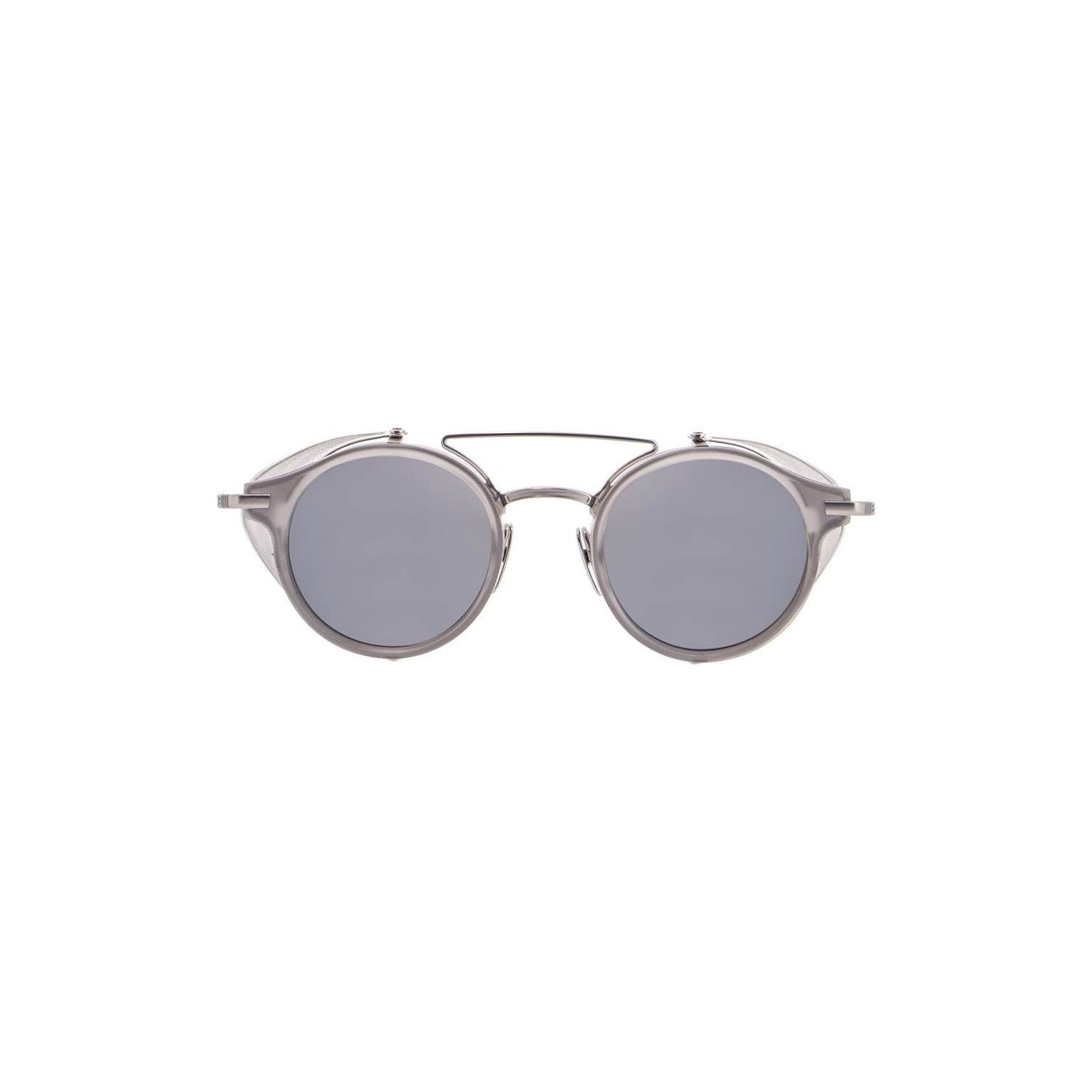 Thom Browne round sunglasses in light grey titanium and acetate with side protection Sunglasses Thom Browne