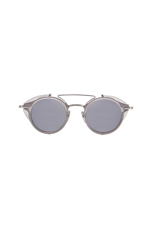 Thom Browne round sunglasses in light grey titanium and acetate with side protection Sunglasses Thom Browne