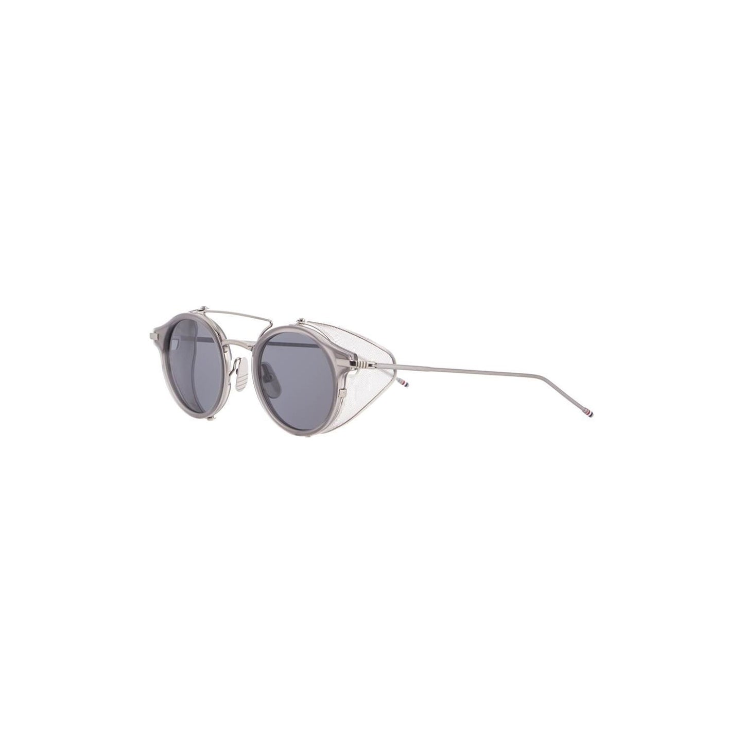 Thom Browne round sunglasses in light grey titanium and acetate with side protection Sunglasses Thom Browne