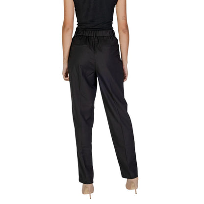 Vila Clothes Black Polyester Casual Pants