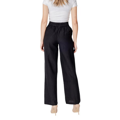 Vila Clothes Black Viscose Flared Pants