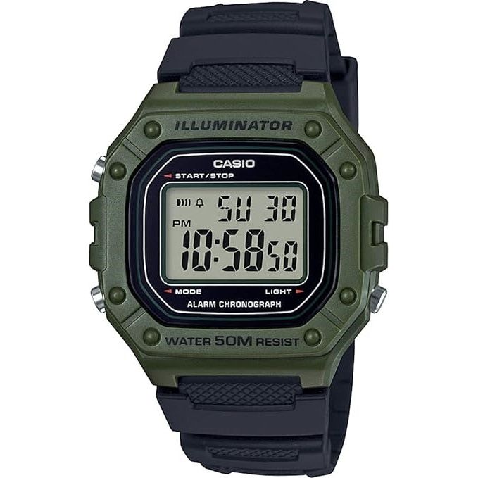?CASIO TIMELESS COLLECTION Mod. SPORT ILLUMINATOR WR 50M. ALARM. CHRONOGRAPH - ARMY GREEN WATCHES