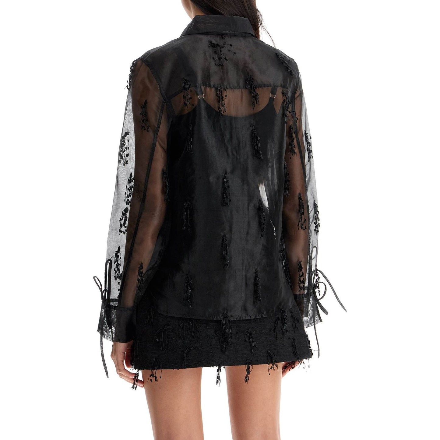 Ganni fringed organza shirt Topwear Ganni