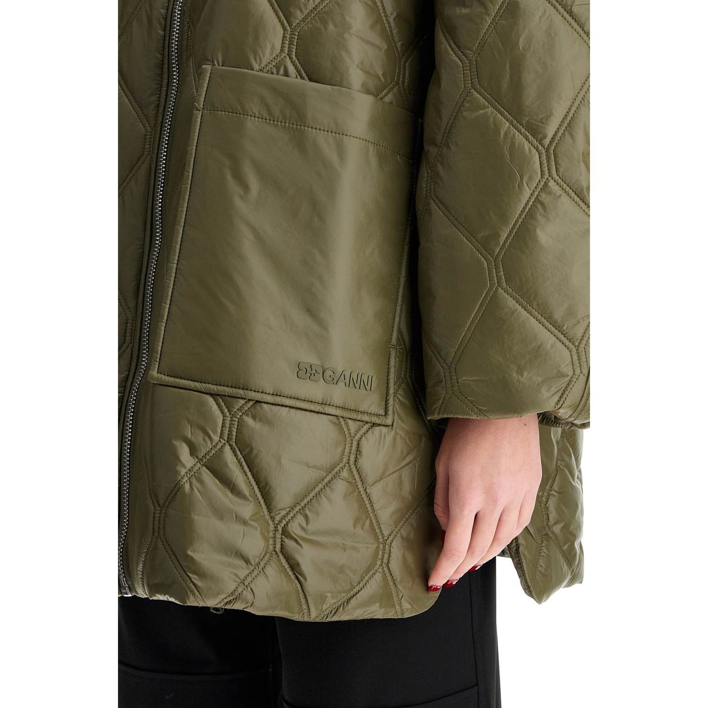 Ganni lightweight down jacket with oversized collar