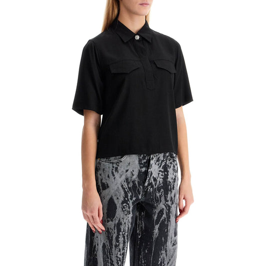 Ganni short-sleeved twill blouse for Topwear Ganni