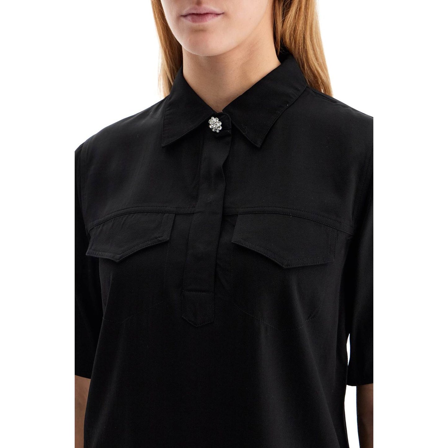 Ganni short-sleeved twill blouse for Topwear Ganni