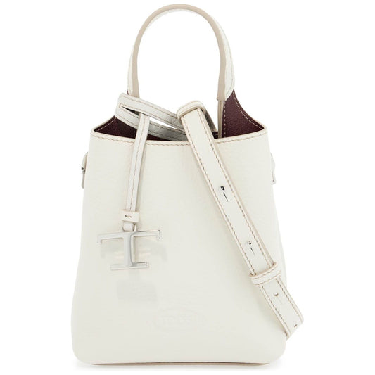 Tod'S white calf leather crossbody bag with burgundy details Handbag Tod'S