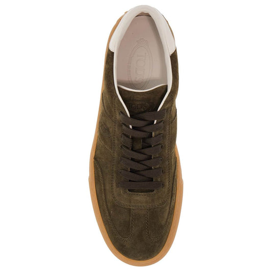 Tod'S olive green suede lace-up shoes with non-slip sole Lace-ups Tod'S