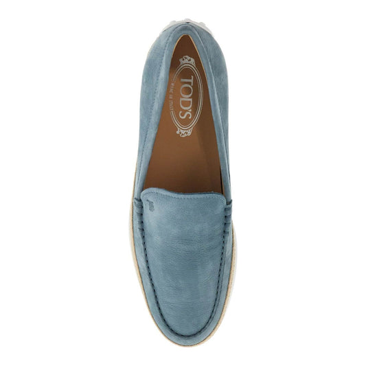 Tod'S light blue calfskin loafers with rubber and rope sole Moccasins Tod'S