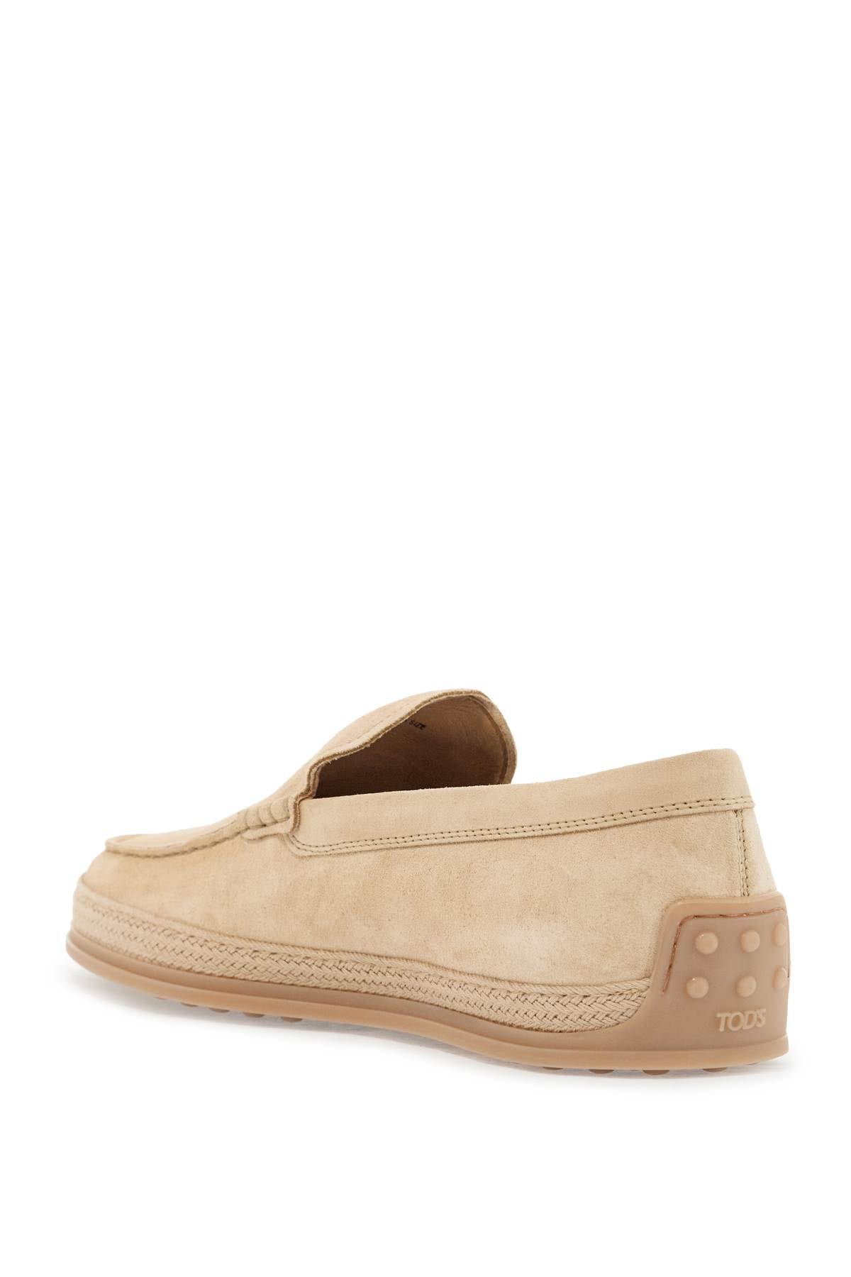 Tod'S beige woven leather slip-on loafers with rubber sole Moccasins Tod'S