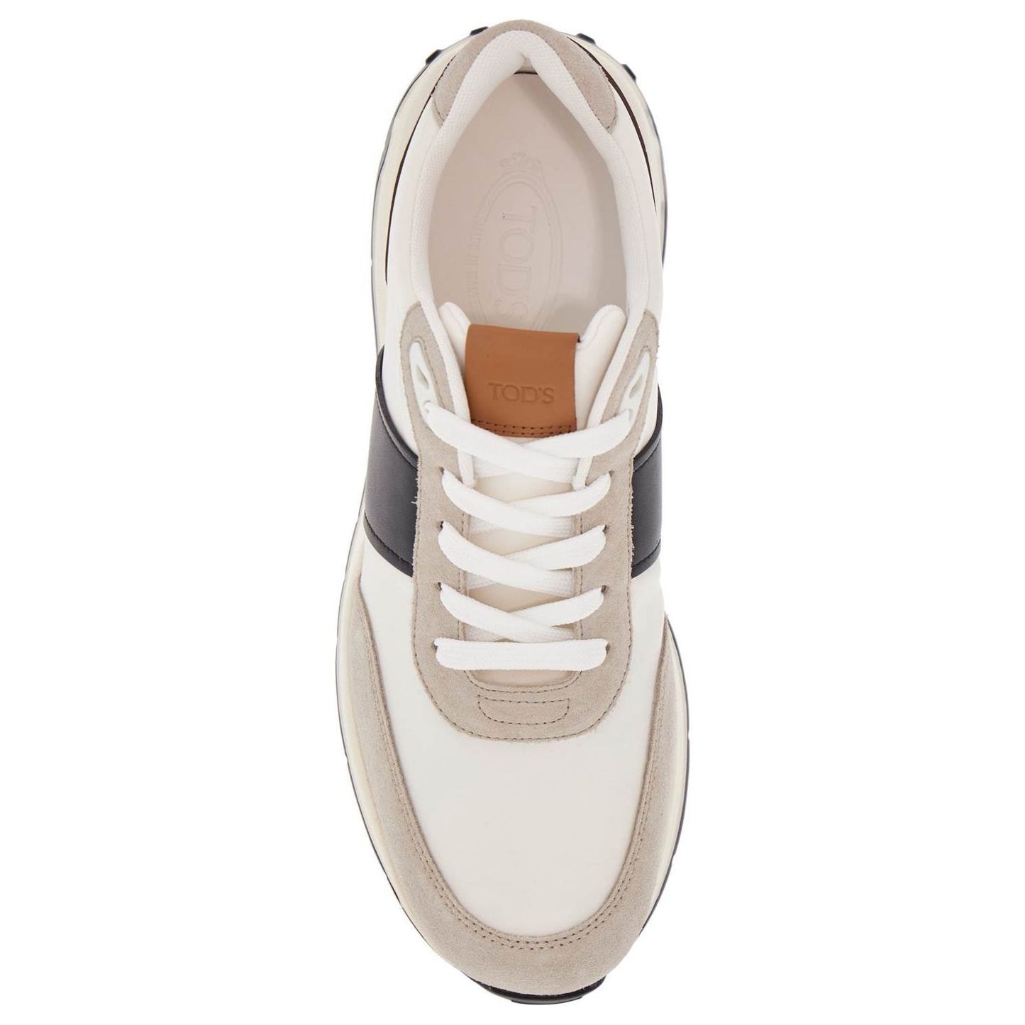 Tod'S elegant sporty sneakers in white leather and suede running mid volume 63k Sneakers Tod'S