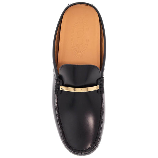 Tod'S black calfskin slip-on loafers with metallic strap and rubber sole Loafers Tod'S