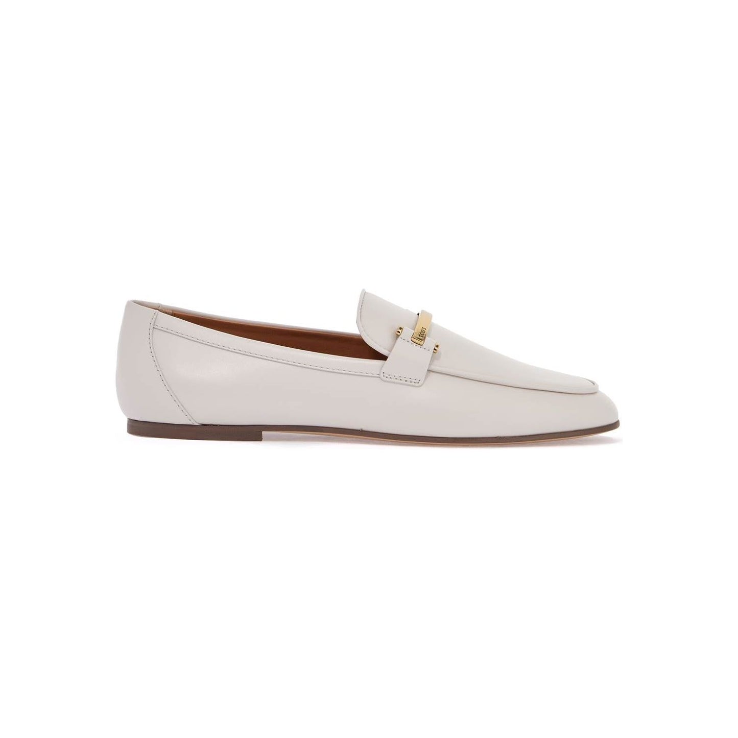 Tod'S white calfskin moccasin with gold bar and velcro closure Loafers Tod'S