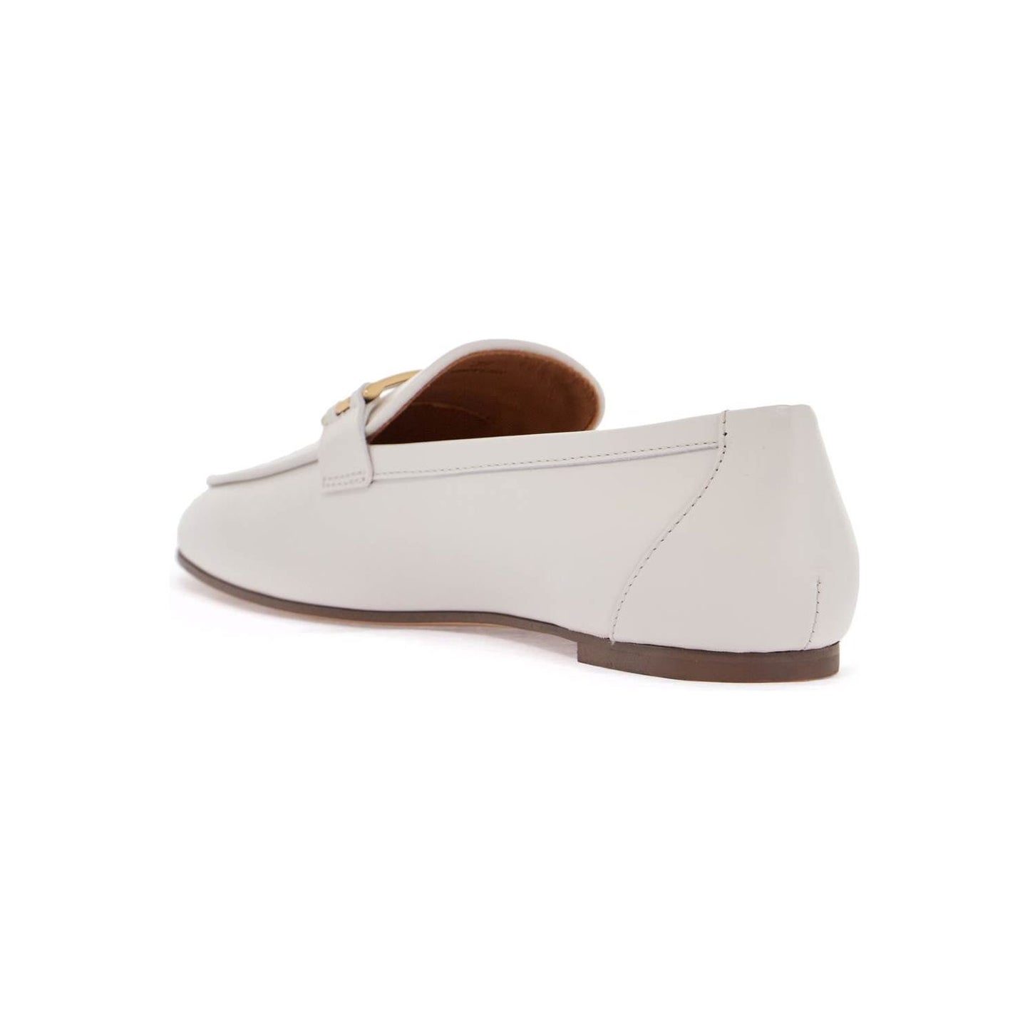 Tod'S white calfskin moccasin with gold bar and velcro closure Loafers Tod'S