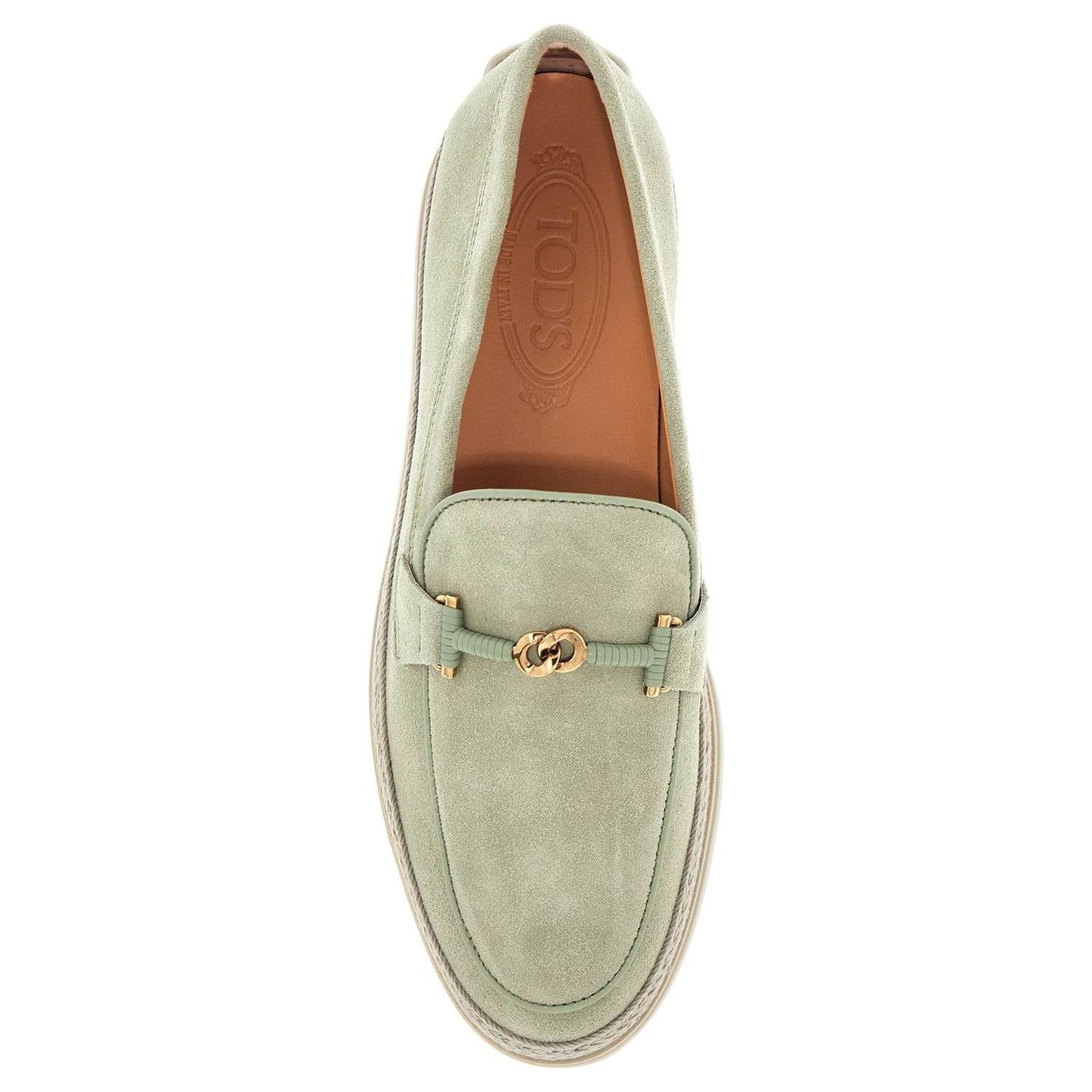 Tod'S oil green calfskin loafers with leather sole and gold detail Loafers Tod'S