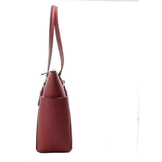 Charlotte Dark Cherry Large Leather Top Zip Tote Bag Purse Michael Kors