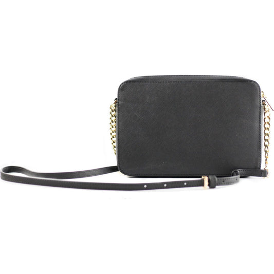 Michael Kors | Jet Set Large East West Saffiano Leather Crossbody Bag Handbag (Black Solid/Gold Hardware)| McRichard Designer Brands   