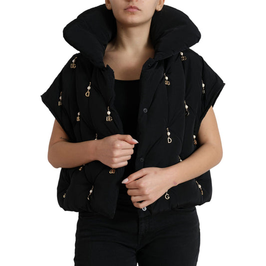 Dolce & Gabbana | Black Embellished Quilted Shell Bomber Jacket| McRichard Designer Brands   