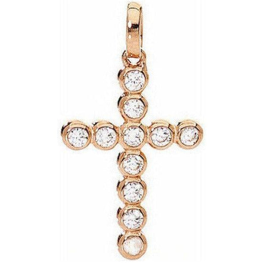 AMEN Mod. CROCE PICCOLA Argento IP Oro rosa e Zirconi DESIGNER FASHION JEWELLERY AMEN