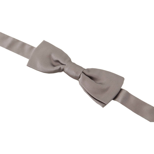 Elegant Silver Silk Bow Tie for Sophisticated Evening Dolce & Gabbana