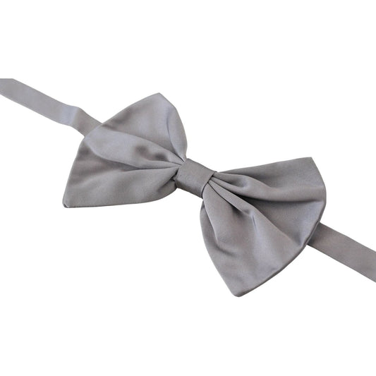 Elegant Silver Gray Silk Bow Tie Dolce & Gabbana