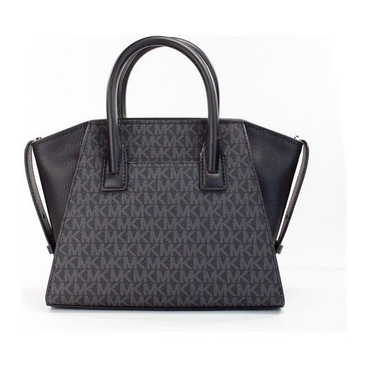 Michael Kors | Avril Small Black PVC Leather Top Zip Satchel Crossbody Bag Purse| McRichard Designer Brands   