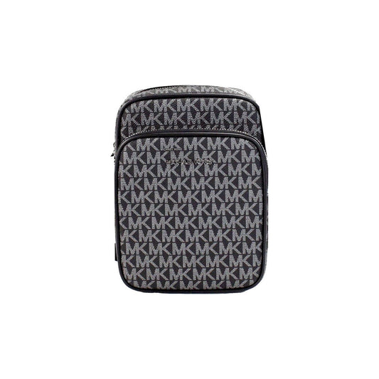 Michael Kors | Black Silver PVC Flight Leather North South Chain Crossbody Bag| McRichard Designer Brands   